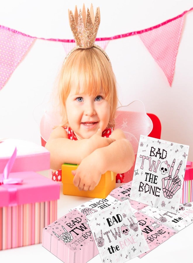 Dydamud Bad Two the Bone Party Decorations Girl, 50Pcs Bad Two The Bone Napkins 2 Year Old Girl Birthday Party Supplies Rock and Roll 2nd Birthday Napkins, Bad to the Bone 2nd Birthday Decorations for Girl - Image 4